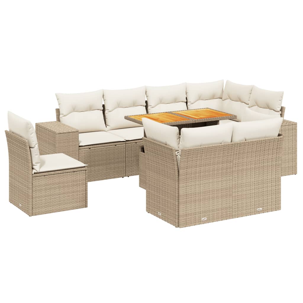 9-delige Loungeset met kussens poly rattan beige is nu te koop bij PeponiXL, paradijselijk wonen!