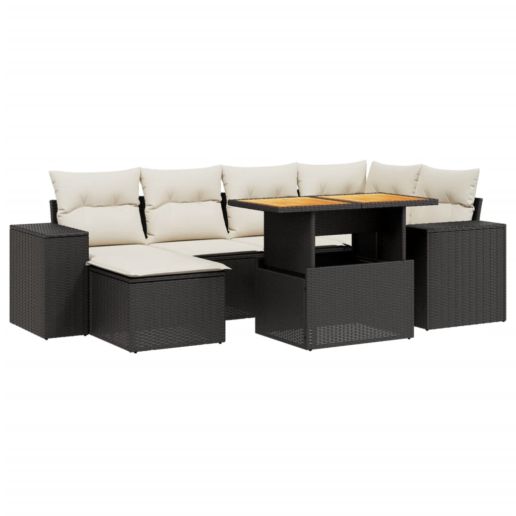 7-delige Loungeset met kussens poly rattan zwart is nu te koop bij PeponiXL, paradijselijk wonen!