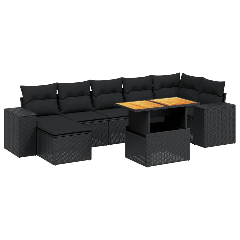 8-delige Loungeset met kussens poly rattan zwart is nu te koop bij PeponiXL, paradijselijk wonen!