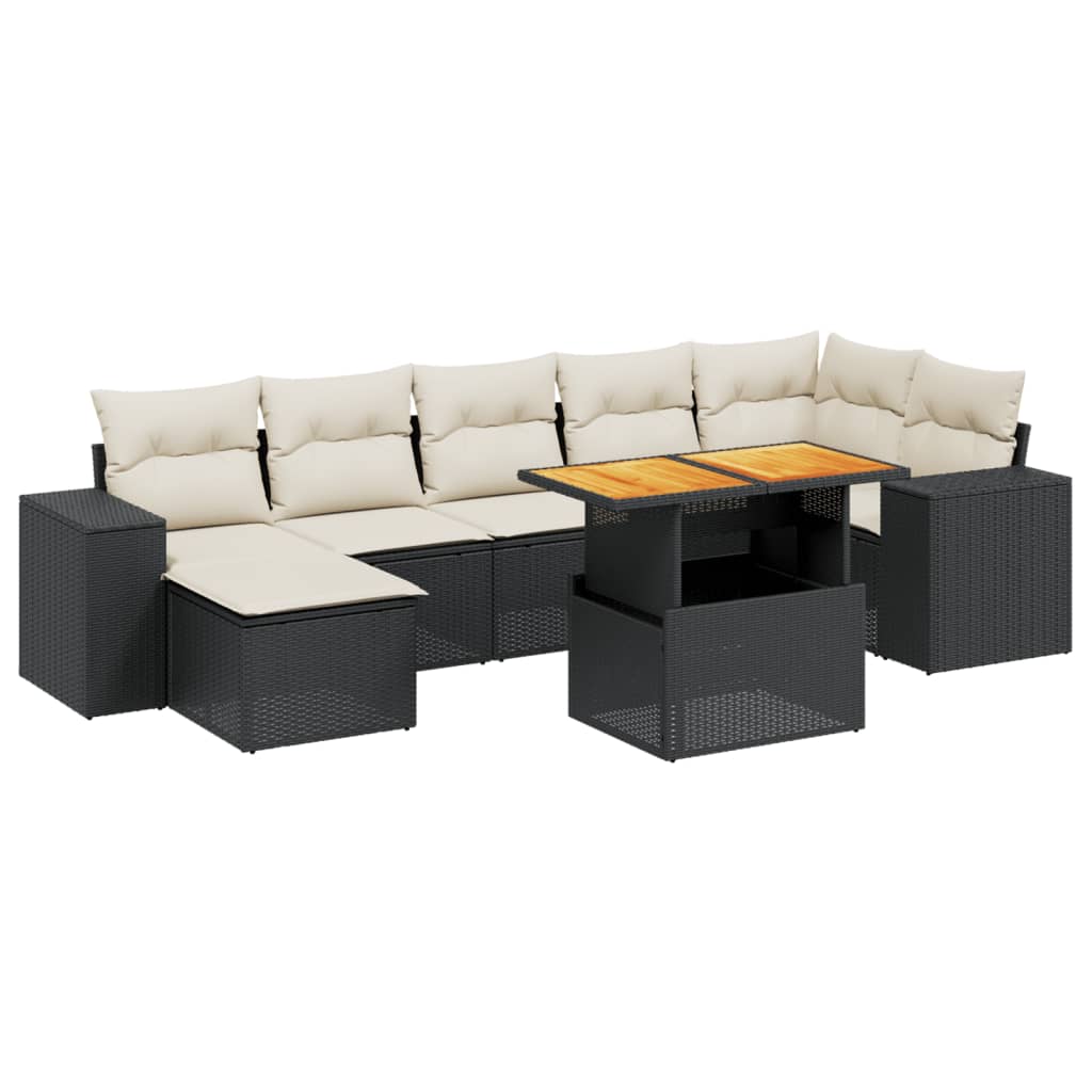 8-delige Loungeset met kussens poly rattan zwart is nu te koop bij PeponiXL, paradijselijk wonen!