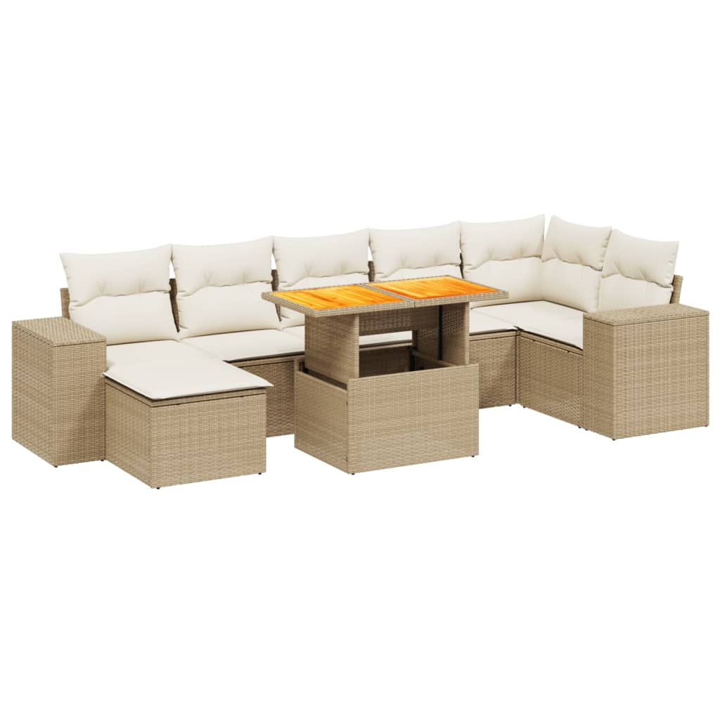 8-delige Loungeset met kussens poly rattan beige is nu te koop bij PeponiXL, paradijselijk wonen!