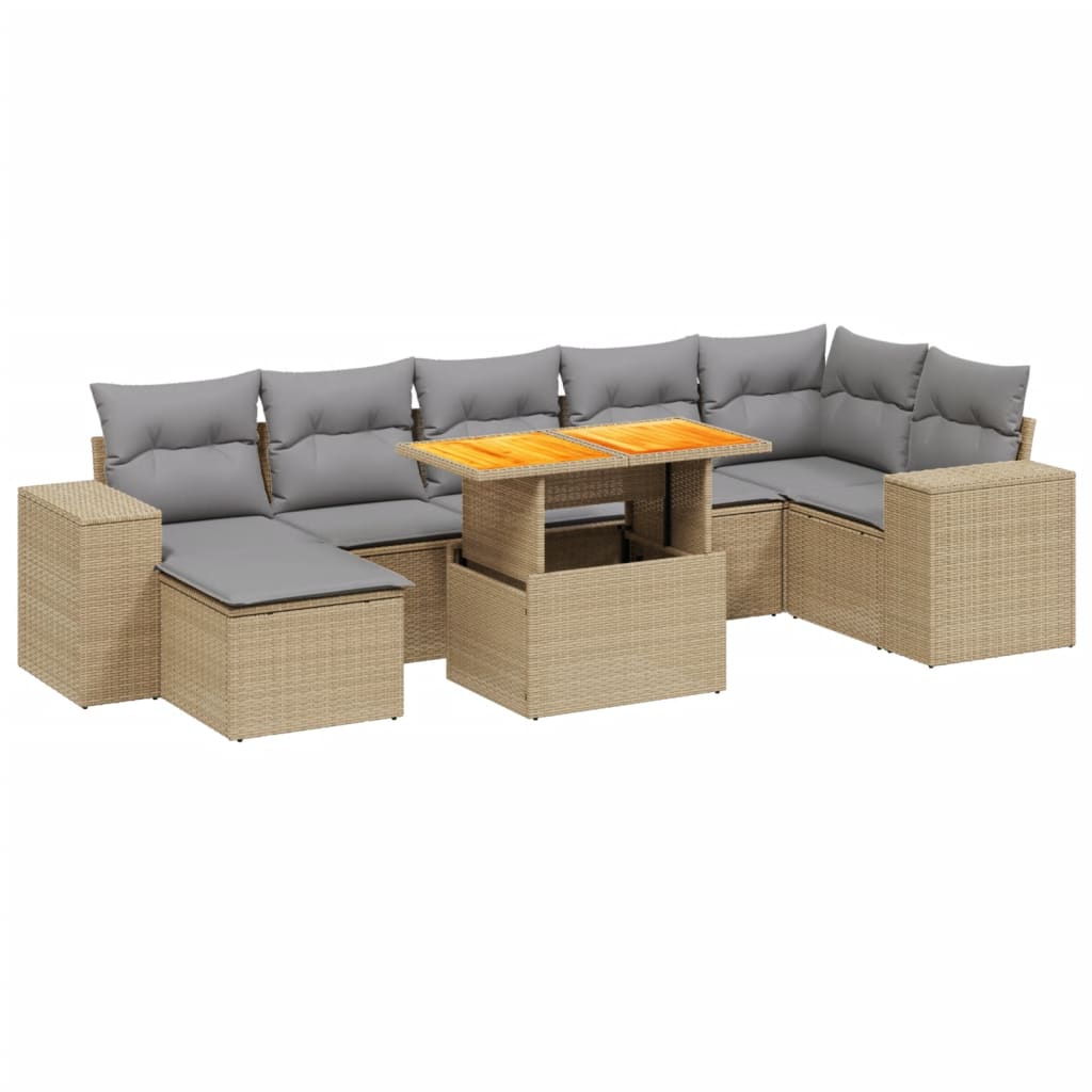 8-delige Loungeset met kussens poly rattan beige is nu te koop bij PeponiXL, paradijselijk wonen!