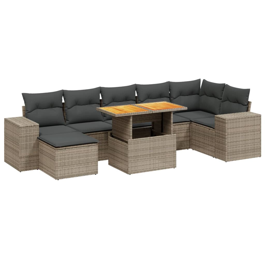 8-delige Loungeset met kussens poly rattan grijs is nu te koop bij PeponiXL, paradijselijk wonen!