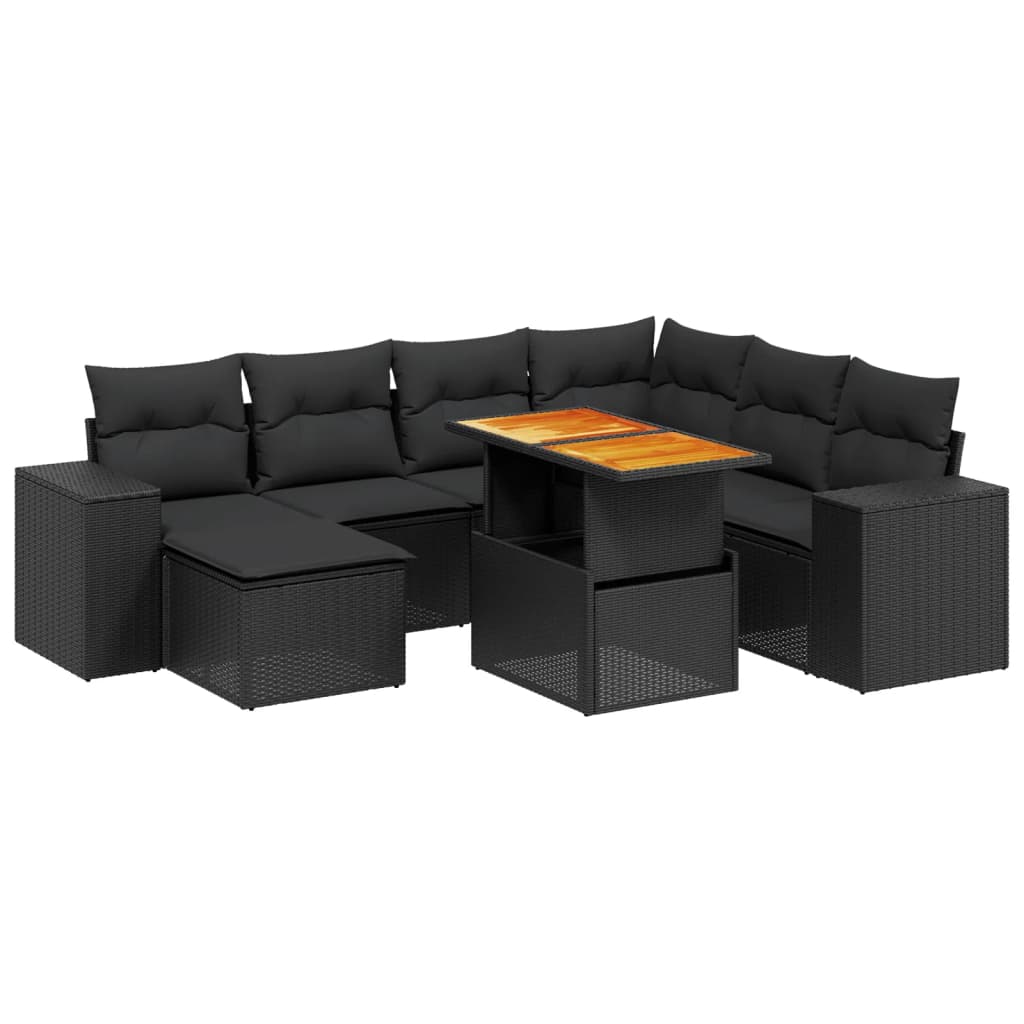 8-delige Loungeset met kussens poly rattan zwart is nu te koop bij PeponiXL, paradijselijk wonen!