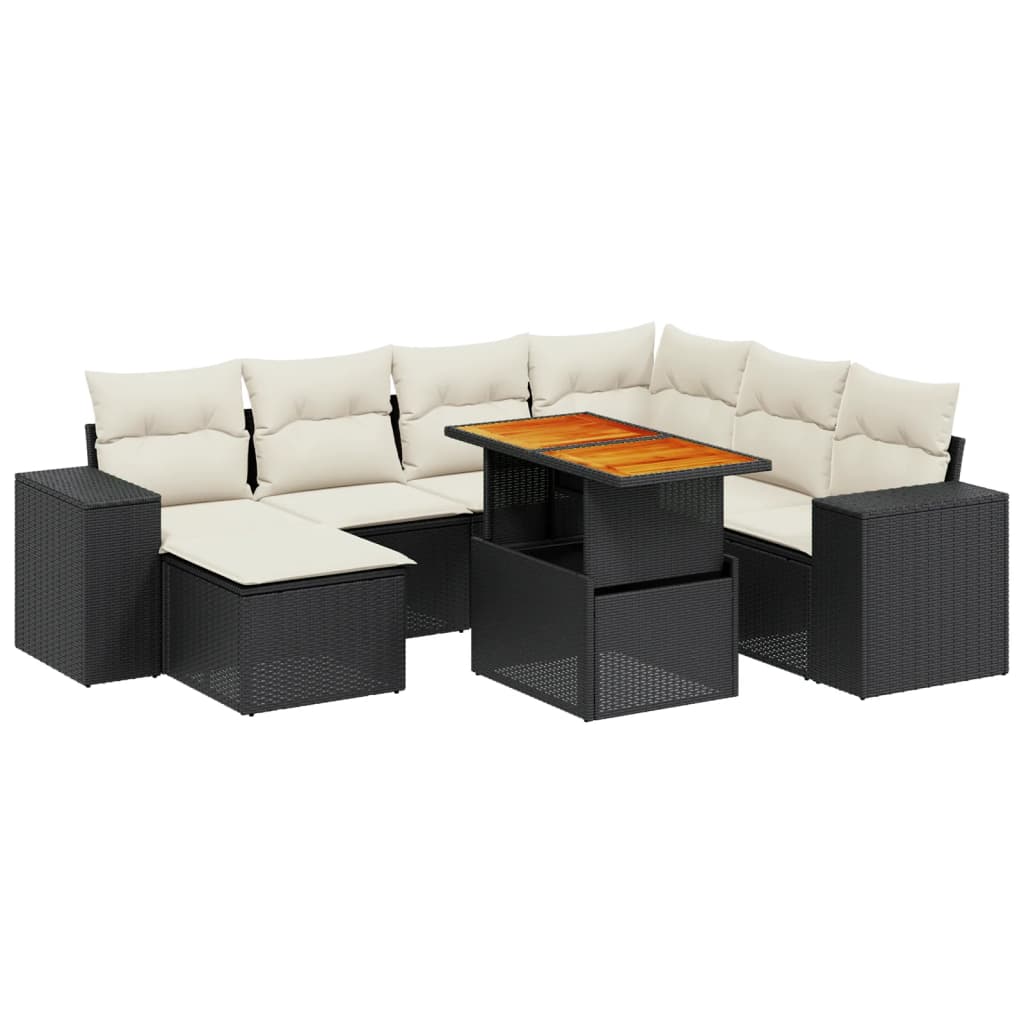 8-delige Loungeset met kussens poly rattan zwart is nu te koop bij PeponiXL, paradijselijk wonen!