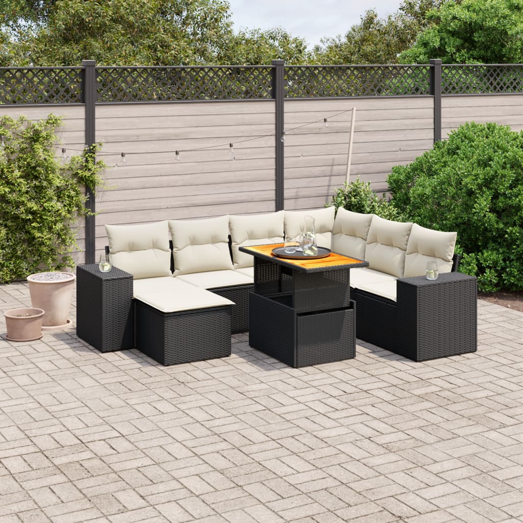 8-delige Loungeset met kussens poly rattan zwart is nu te koop bij PeponiXL, paradijselijk wonen!