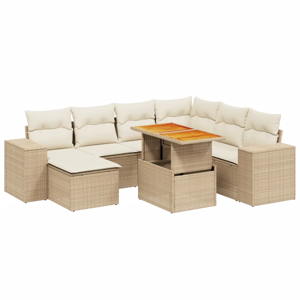 8-delige Loungeset met kussens poly rattan beige is nu te koop bij PeponiXL, paradijselijk wonen!