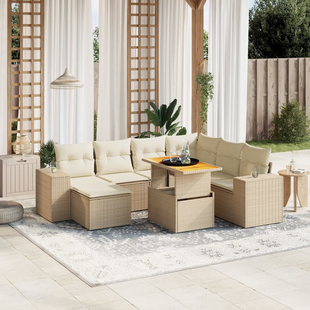 8-delige Loungeset met kussens poly rattan beige is nu te koop bij PeponiXL, paradijselijk wonen!
