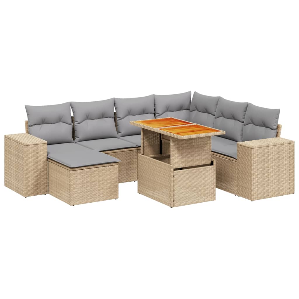 8-delige Loungeset met kussens poly rattan beige is nu te koop bij PeponiXL, paradijselijk wonen!