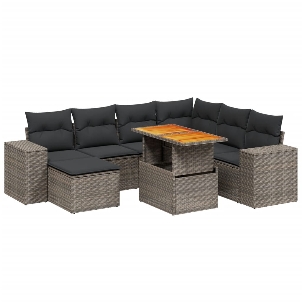8-delige Loungeset met kussens poly rattan grijs is nu te koop bij PeponiXL, paradijselijk wonen!