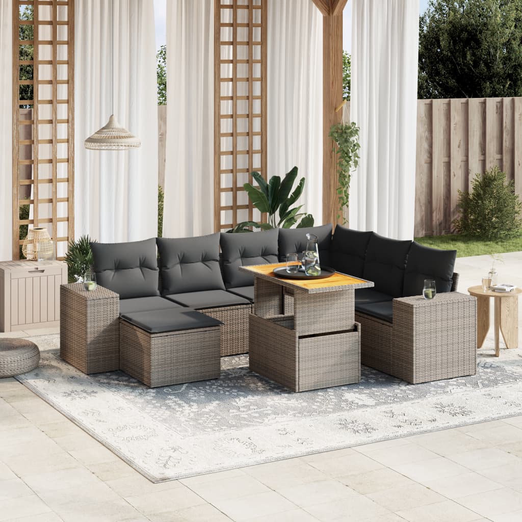 8-delige Loungeset met kussens poly rattan grijs is nu te koop bij PeponiXL, paradijselijk wonen!