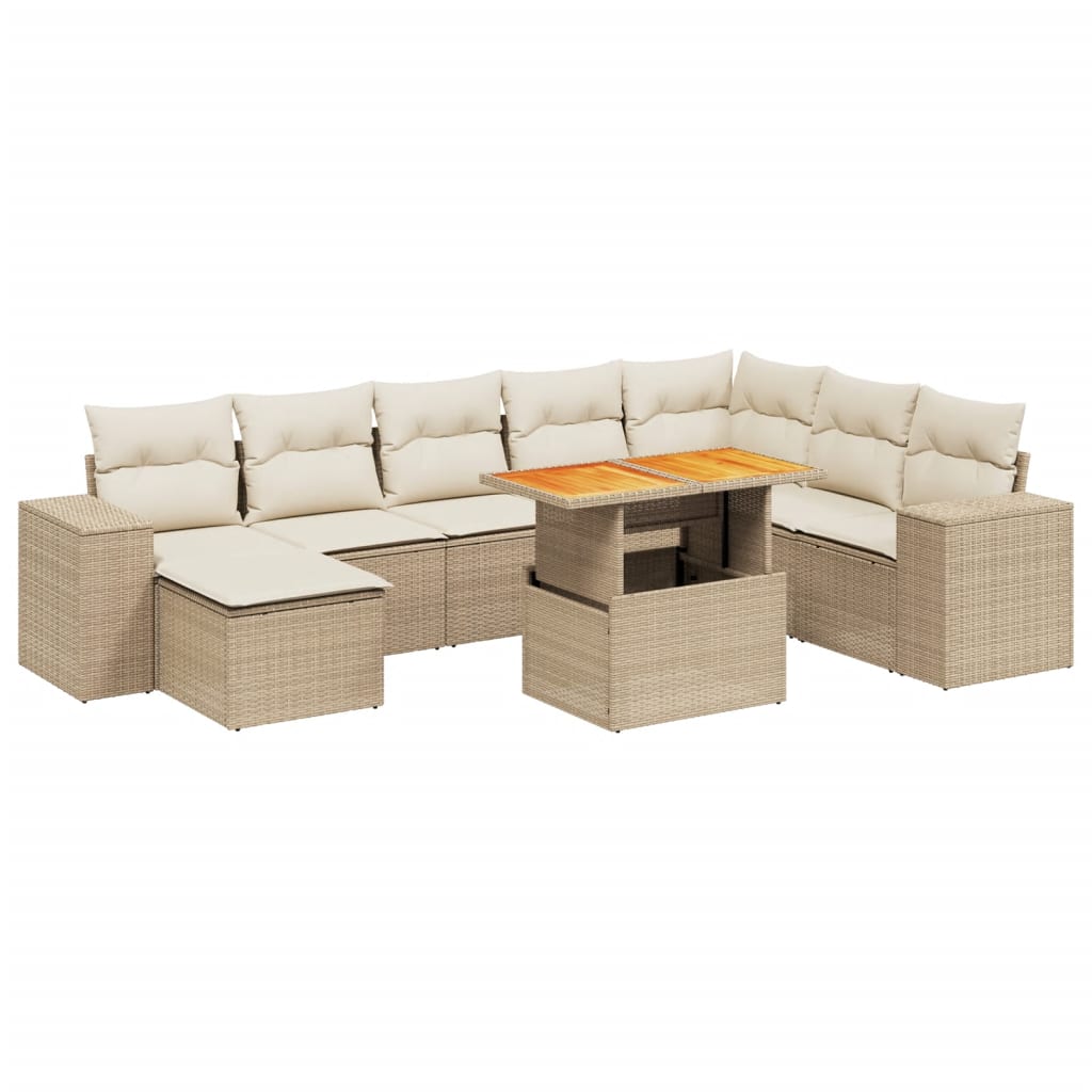 9-delige Loungeset met kussens poly rattan beige is nu te koop bij PeponiXL, paradijselijk wonen!