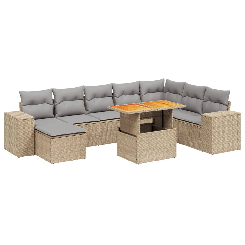 9-delige Loungeset met kussens poly rattan beige is nu te koop bij PeponiXL, paradijselijk wonen!