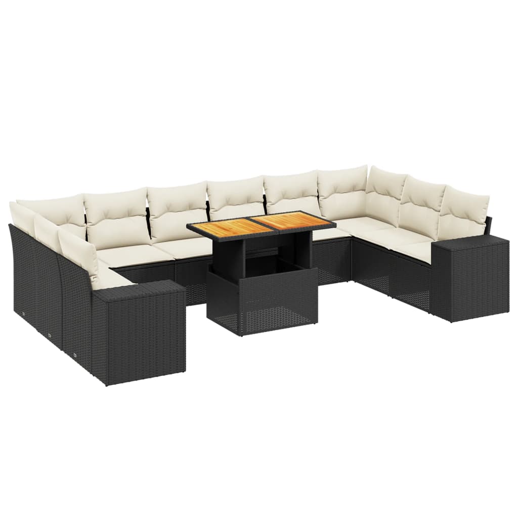 11-delige Loungeset met kussens poly rattan zwart is nu te koop bij PeponiXL, paradijselijk wonen!