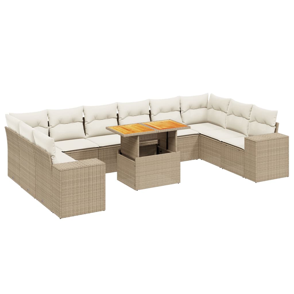 11-delige Tuinset met kussens poly rattan beige is nu te koop bij PeponiXL, paradijselijk wonen!