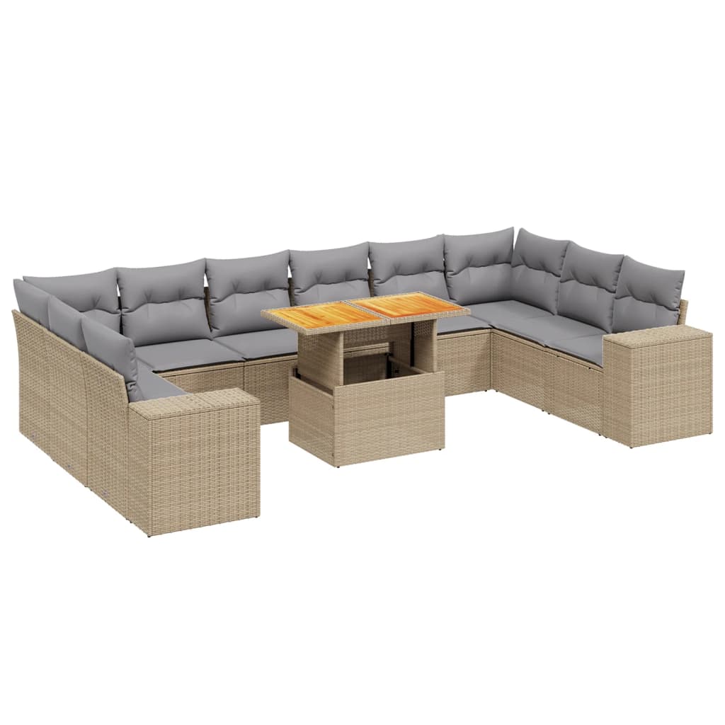 11-delige Tuinset met kussens poly rattan beige is nu te koop bij PeponiXL, paradijselijk wonen!