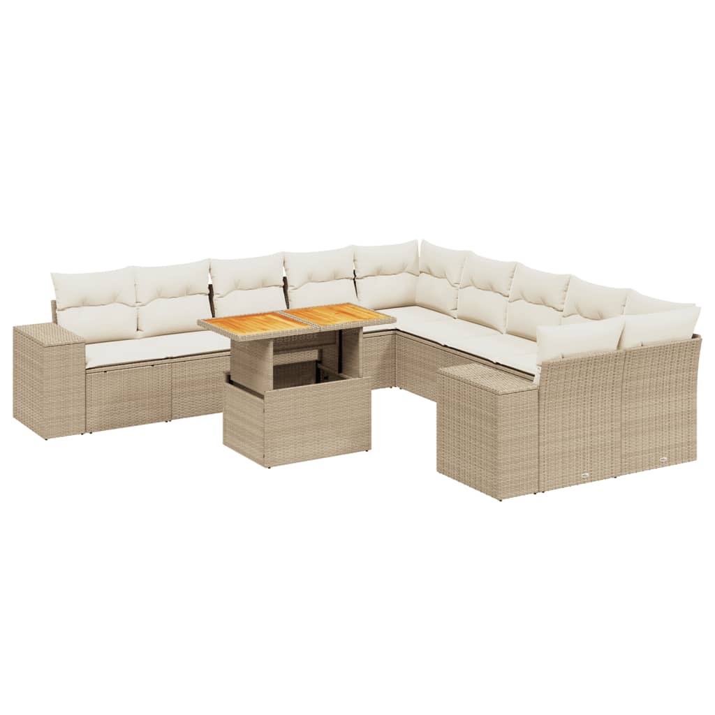 11-delige Tuinset met kussens poly rattan beige is nu te koop bij PeponiXL, paradijselijk wonen!