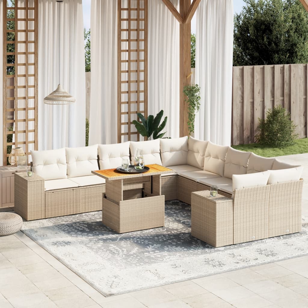 11-delige Tuinset met kussens poly rattan beige is nu te koop bij PeponiXL, paradijselijk wonen!