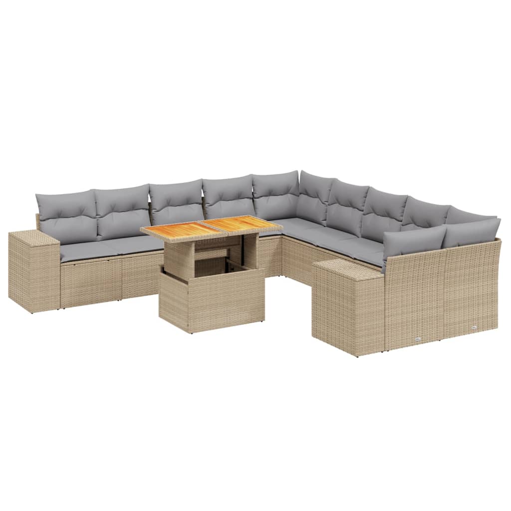 11-delige Tuinset met kussens poly rattan beige is nu te koop bij PeponiXL, paradijselijk wonen!