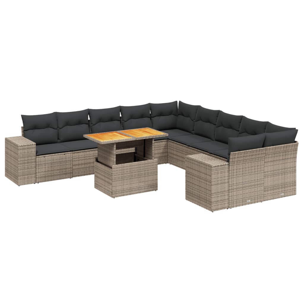 11-delige Loungeset met kussens poly rattan grijs is nu te koop bij PeponiXL, paradijselijk wonen!