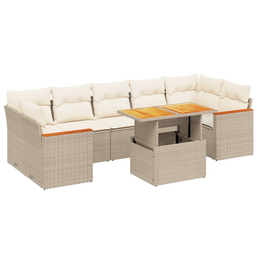 8-delige Loungeset met kussens poly rattan beige is nu te koop bij PeponiXL, paradijselijk wonen!