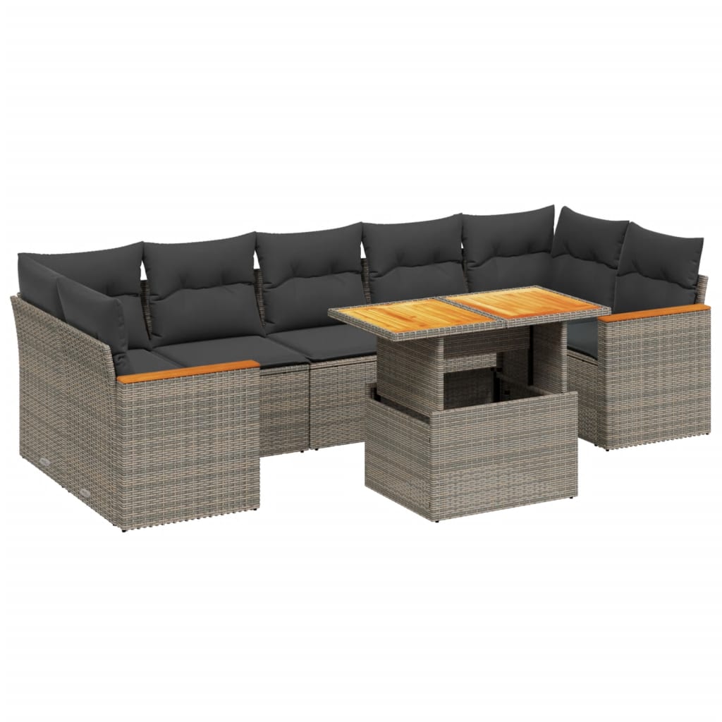 8-delige Loungeset met kussens poly rattan grijs is nu te koop bij PeponiXL, paradijselijk wonen!