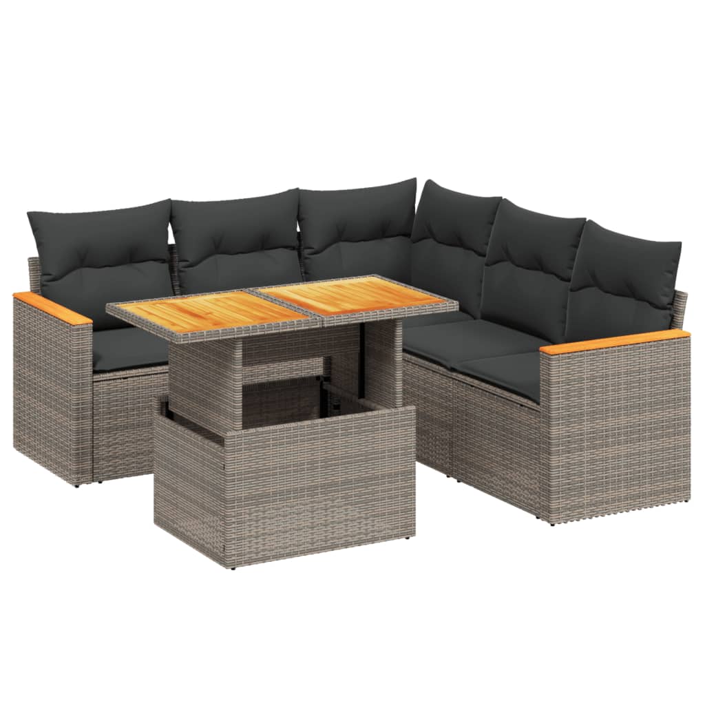 6-delige Loungeset met kussens poly rattan grijs is nu te koop bij PeponiXL, paradijselijk wonen!