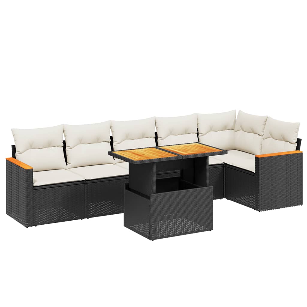 7-delige Loungeset met kussens poly rattan zwart is nu te koop bij PeponiXL, paradijselijk wonen!