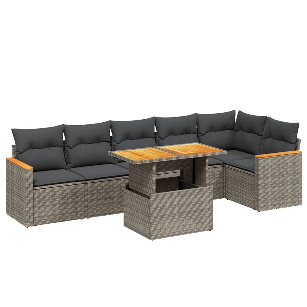 7-delige Loungeset met kussens poly rattan grijs is nu te koop bij PeponiXL, paradijselijk wonen!