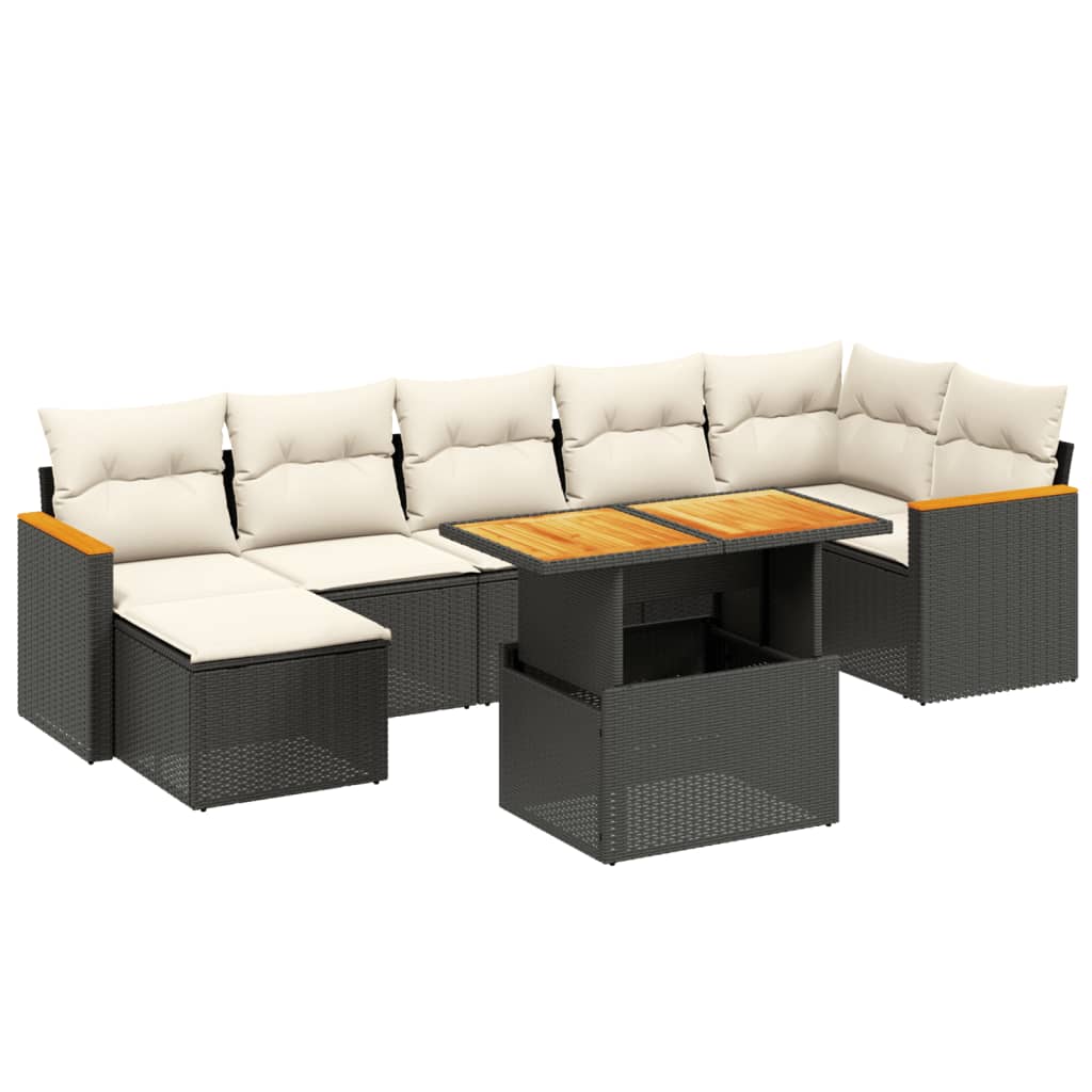 8-delige Loungeset met kussens poly rattan zwart is nu te koop bij PeponiXL, paradijselijk wonen!