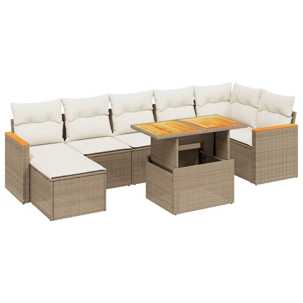 8-delige Loungeset met kussens poly rattan beige is nu te koop bij PeponiXL, paradijselijk wonen!
