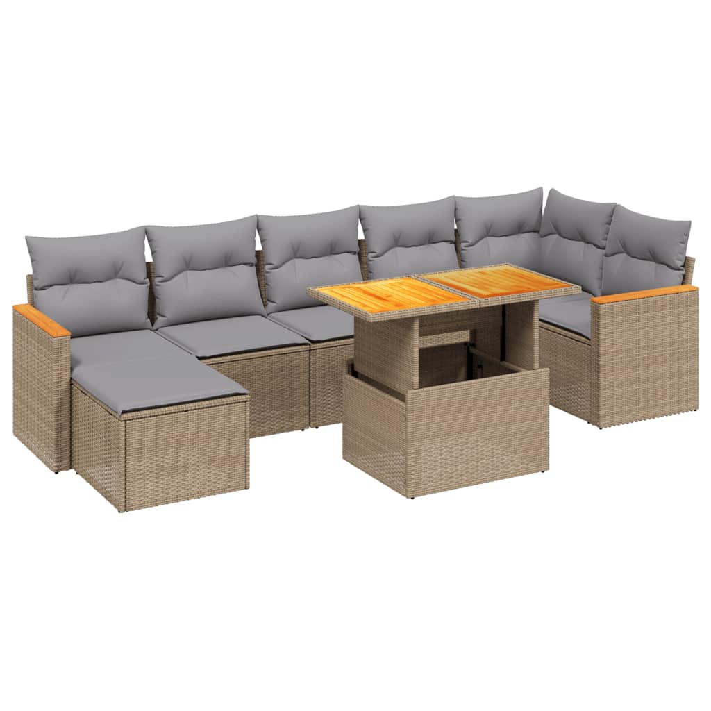 8-delige Loungeset met kussens poly rattan beige is nu te koop bij PeponiXL, paradijselijk wonen!