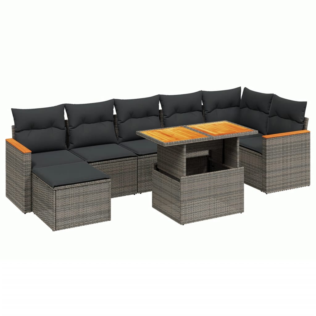 8-delige Loungeset met kussens poly rattan grijs is nu te koop bij PeponiXL, paradijselijk wonen!