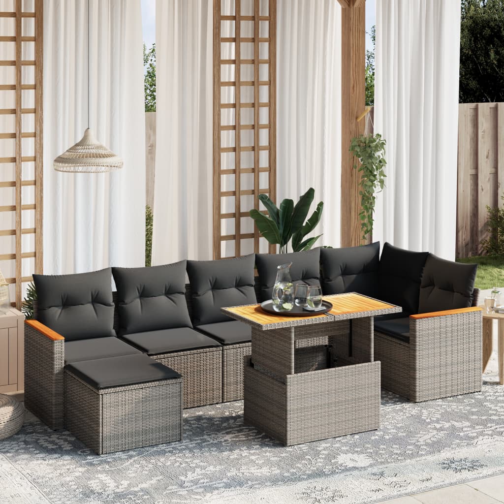 8-delige Loungeset met kussens poly rattan grijs is nu te koop bij PeponiXL, paradijselijk wonen!