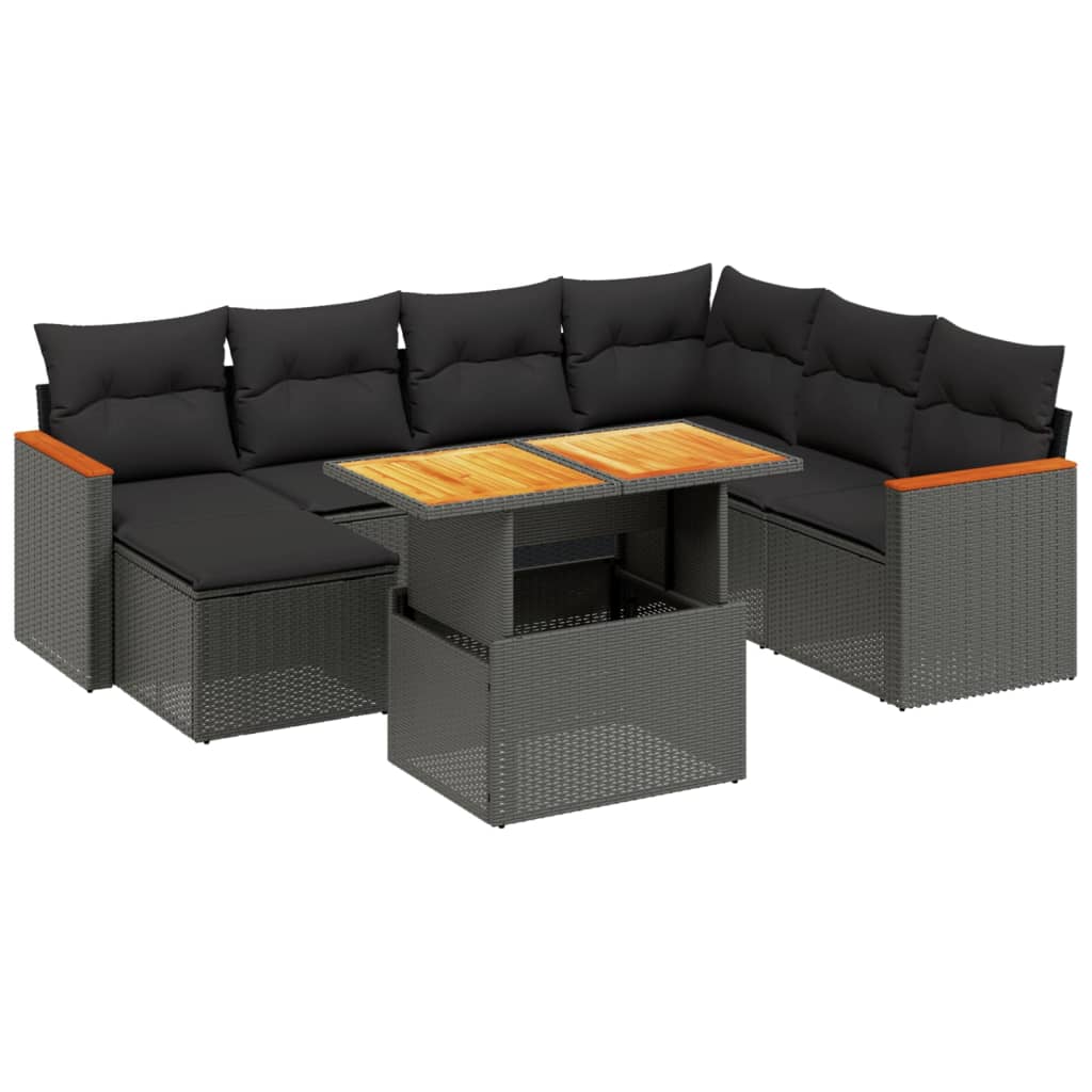 8-delige Loungeset met kussens poly rattan zwart is nu te koop bij PeponiXL, paradijselijk wonen!