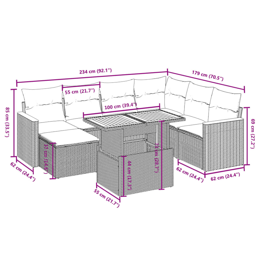 8-delige Loungeset met kussens poly rattan zwart is nu te koop bij PeponiXL, paradijselijk wonen!
