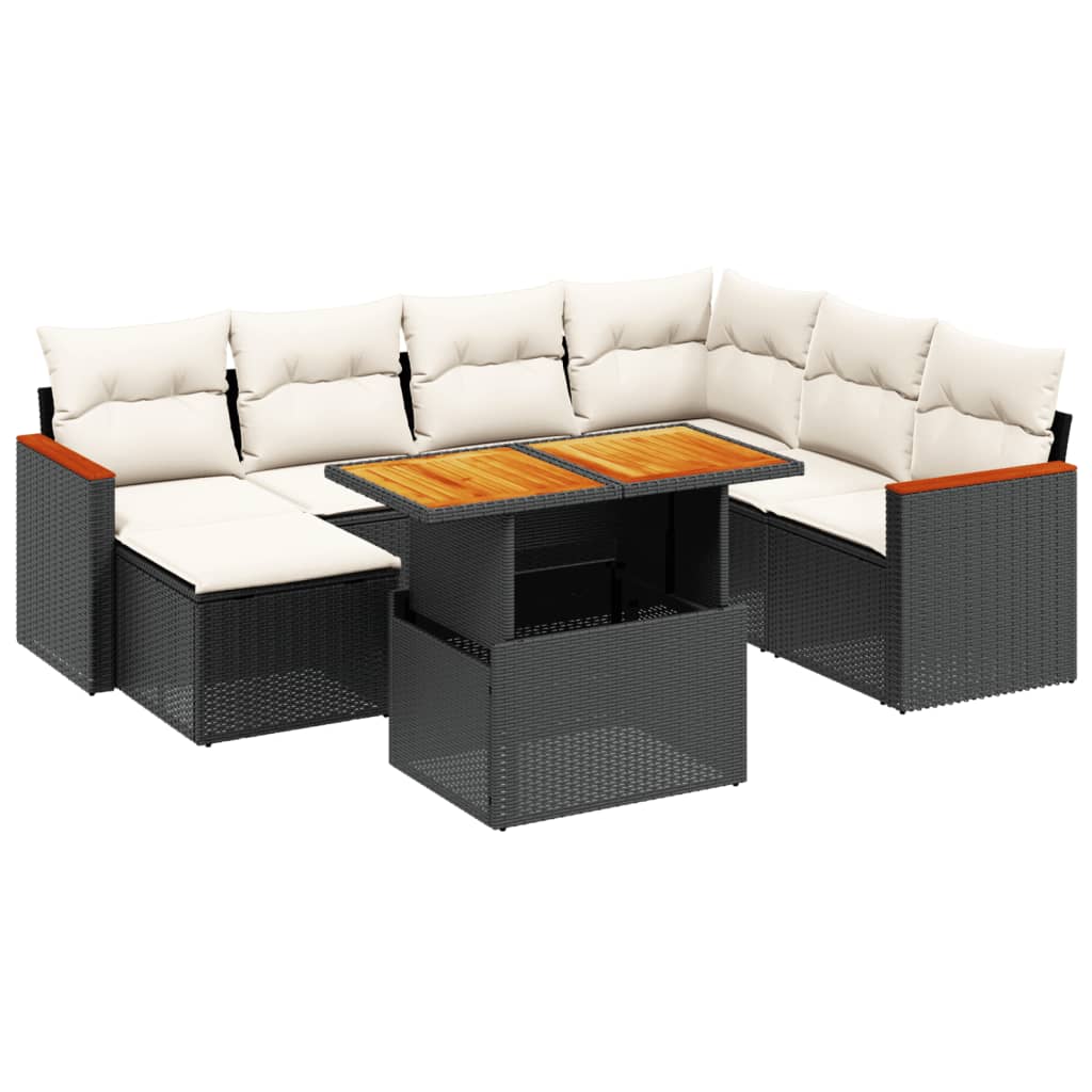 8-delige Loungeset met kussens poly rattan zwart is nu te koop bij PeponiXL, paradijselijk wonen!