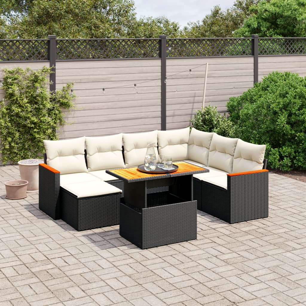 8-delige Loungeset met kussens poly rattan zwart is nu te koop bij PeponiXL, paradijselijk wonen!