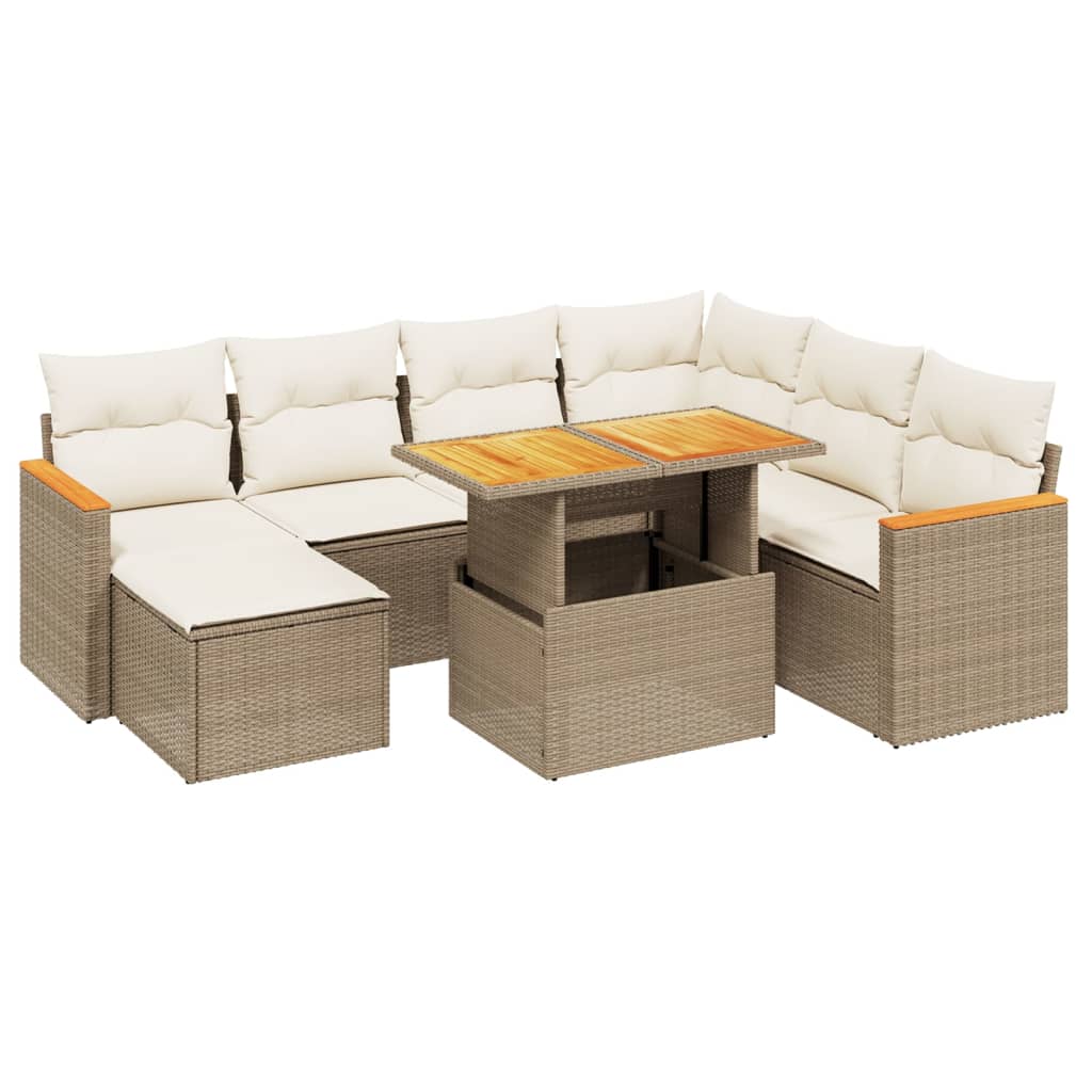 8-delige Loungeset met kussens poly rattan beige is nu te koop bij PeponiXL, paradijselijk wonen!