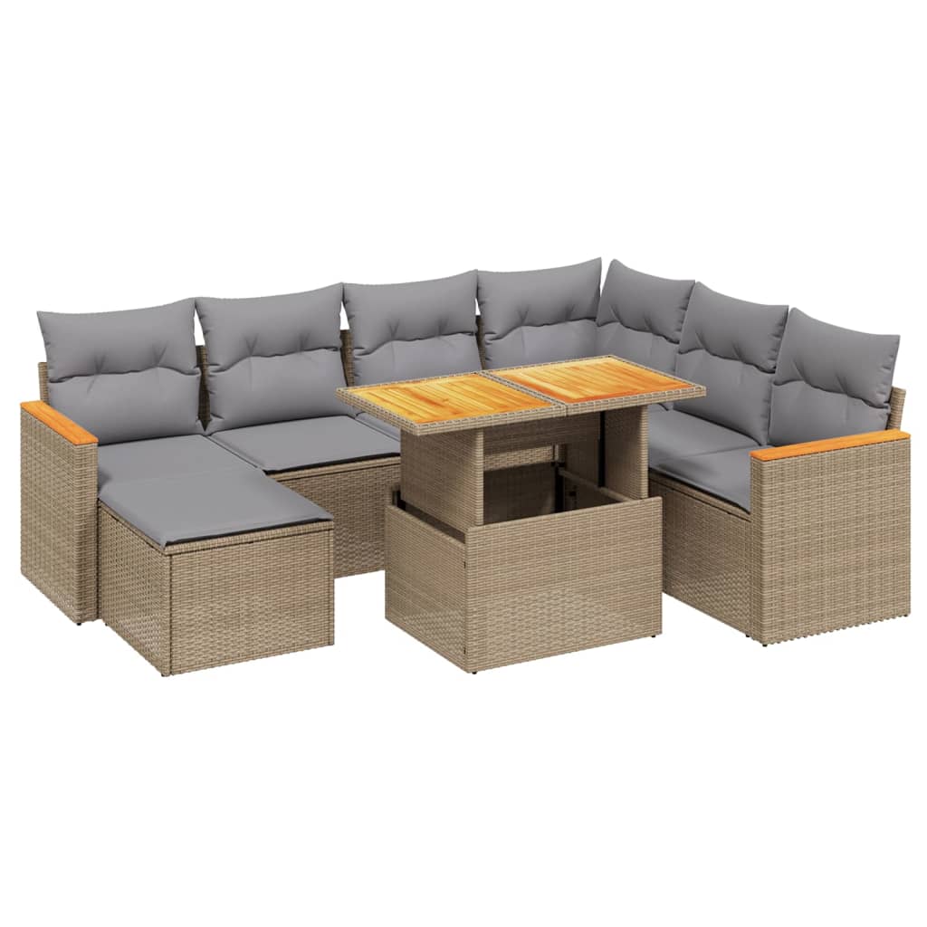 8-delige Loungeset met kussens poly rattan beige is nu te koop bij PeponiXL, paradijselijk wonen!