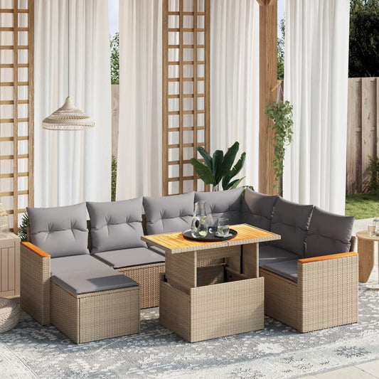 8-delige Loungeset met kussens poly rattan beige is nu te koop bij PeponiXL, paradijselijk wonen!