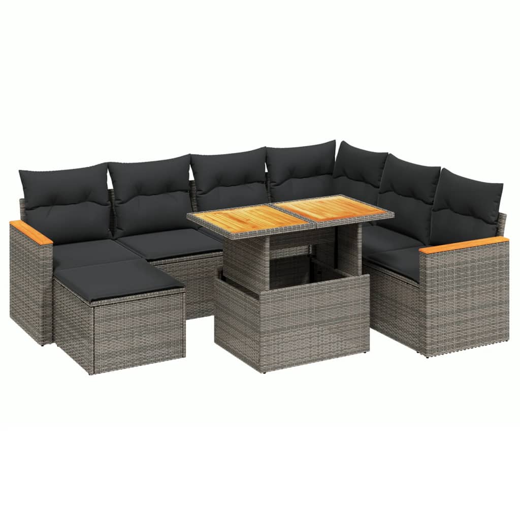 8-delige Loungeset met kussens poly rattan grijs is nu te koop bij PeponiXL, paradijselijk wonen!