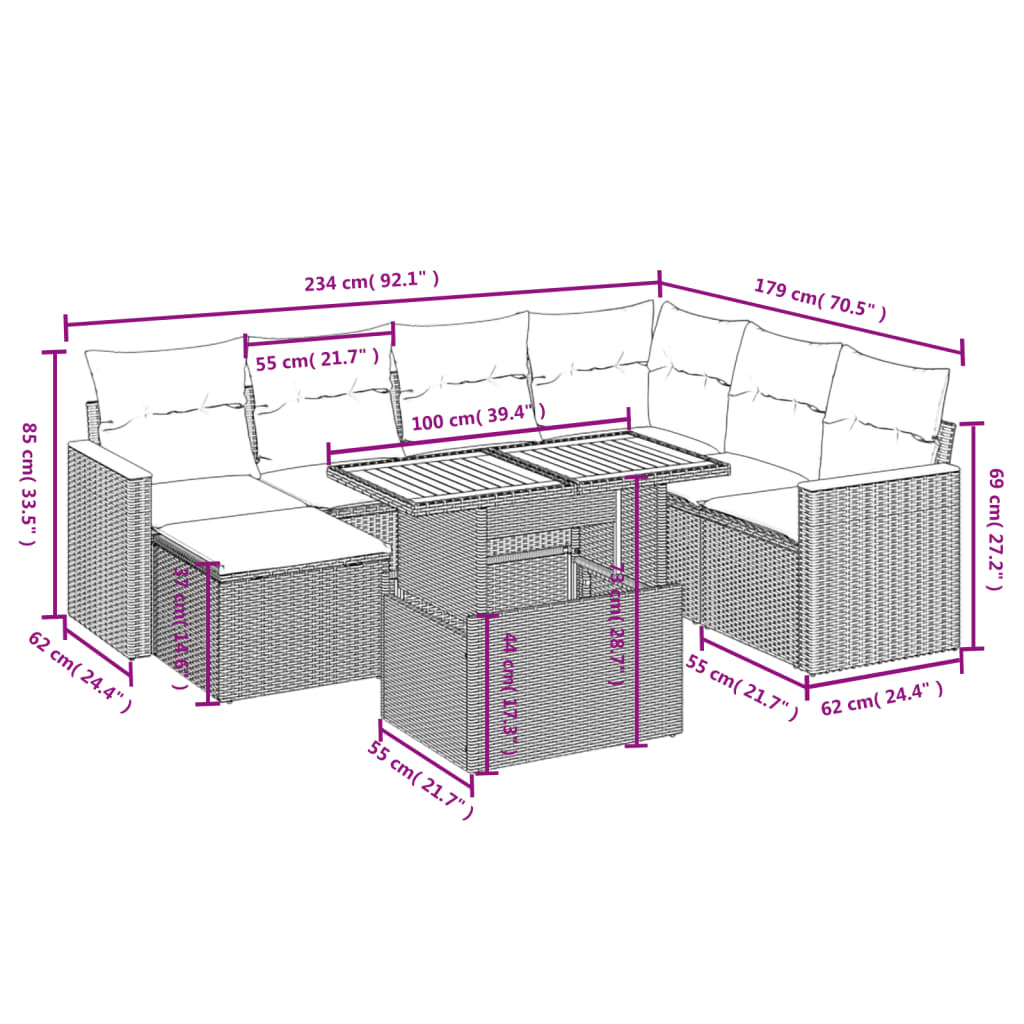 8-delige Loungeset met kussens poly rattan grijs is nu te koop bij PeponiXL, paradijselijk wonen!