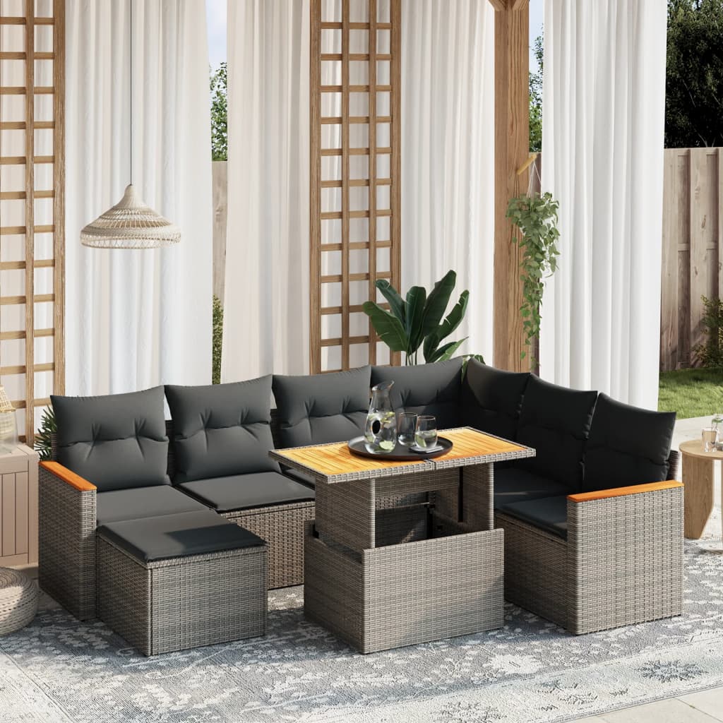8-delige Loungeset met kussens poly rattan grijs is nu te koop bij PeponiXL, paradijselijk wonen!
