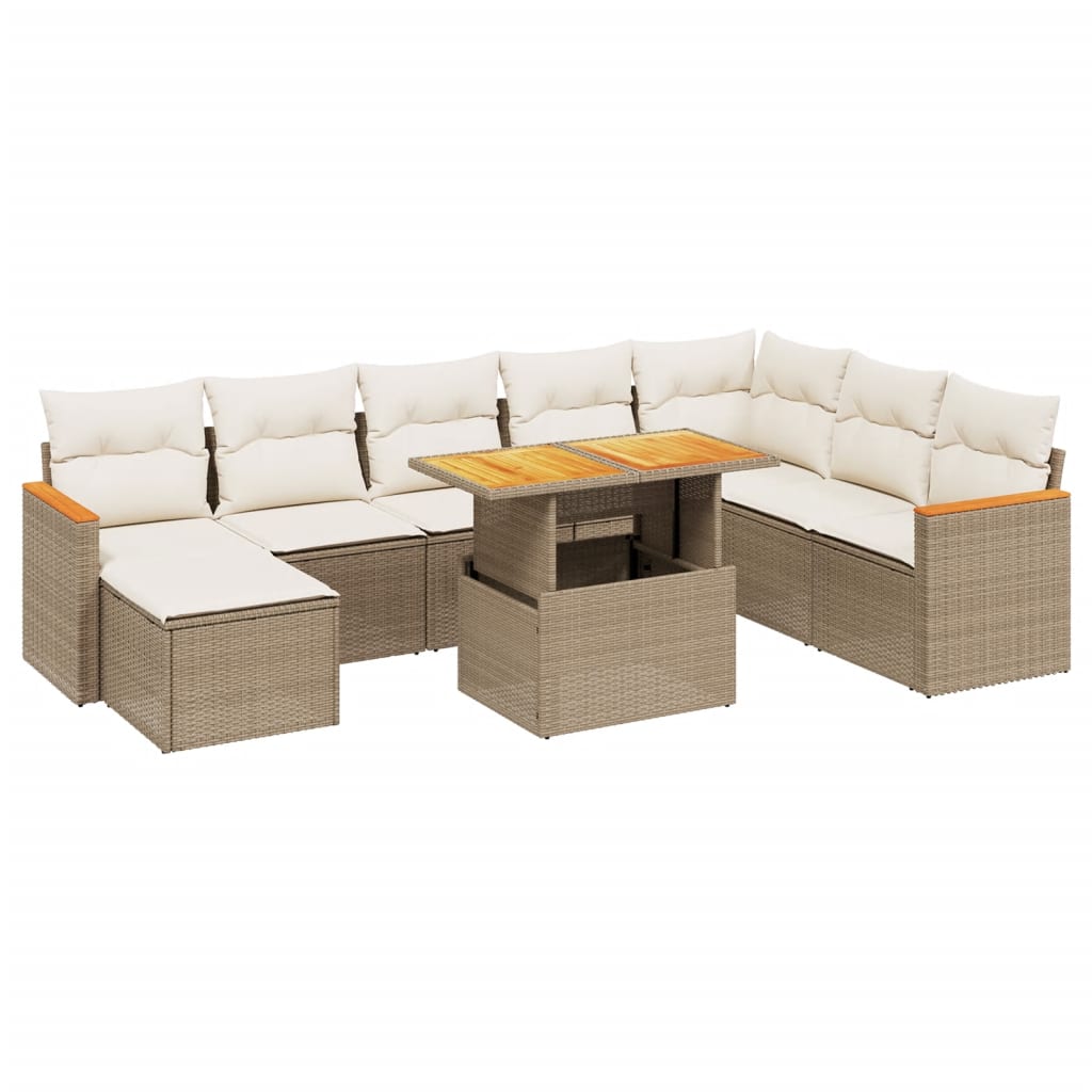 9-delige Loungeset met kussens poly rattan beige is nu te koop bij PeponiXL, paradijselijk wonen!