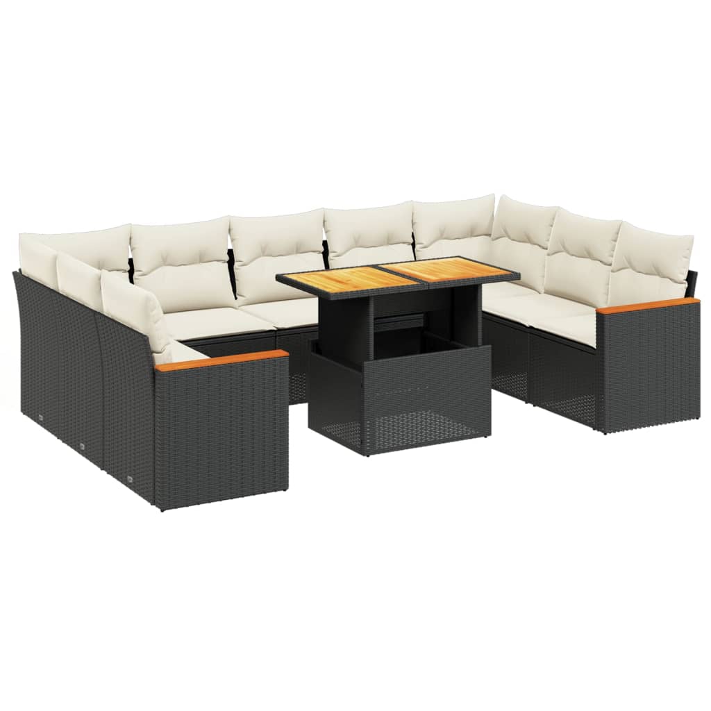 10-delige Loungeset met kussens poly rattan zwart is nu te koop bij PeponiXL, paradijselijk wonen!
