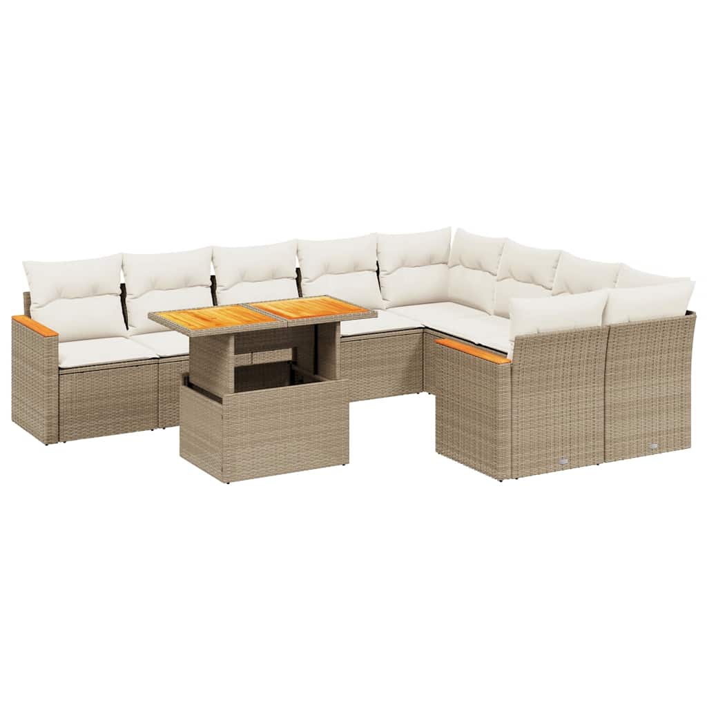 10-delige Loungeset met kussens poly rattan beige is nu te koop bij PeponiXL, paradijselijk wonen!