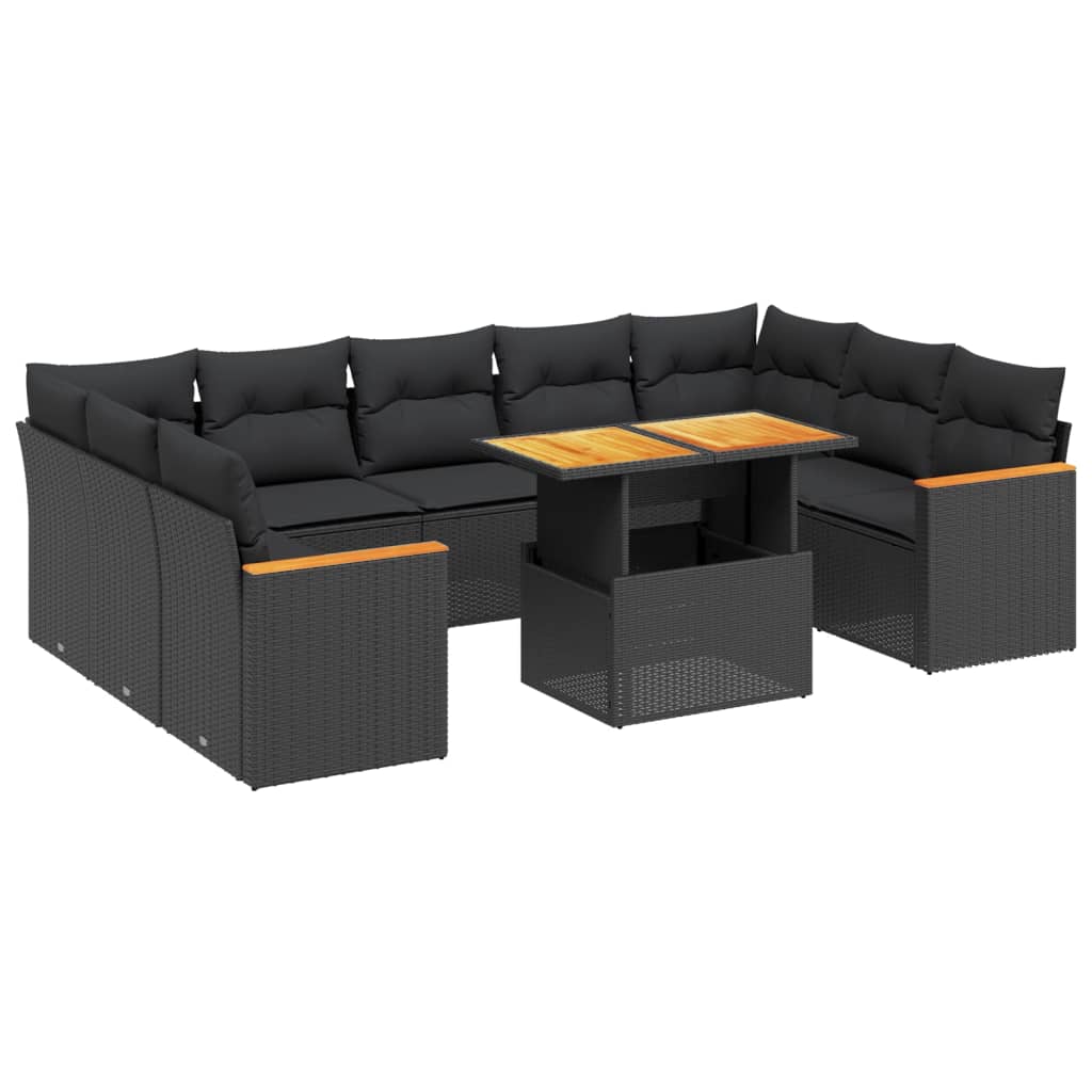 11-delige Loungeset met kussens poly rattan zwart is nu te koop bij PeponiXL, paradijselijk wonen!