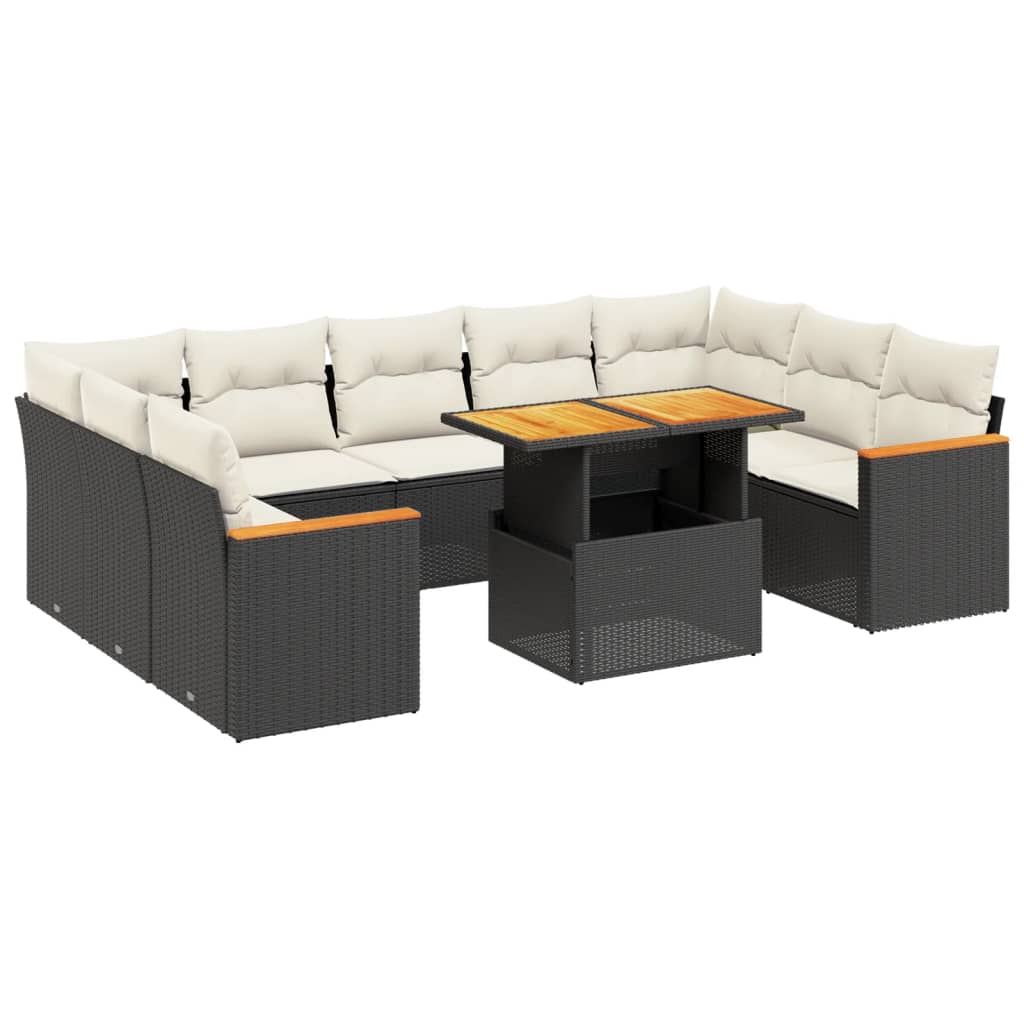 11-delige Loungeset met kussens poly rattan zwart is nu te koop bij PeponiXL, paradijselijk wonen!