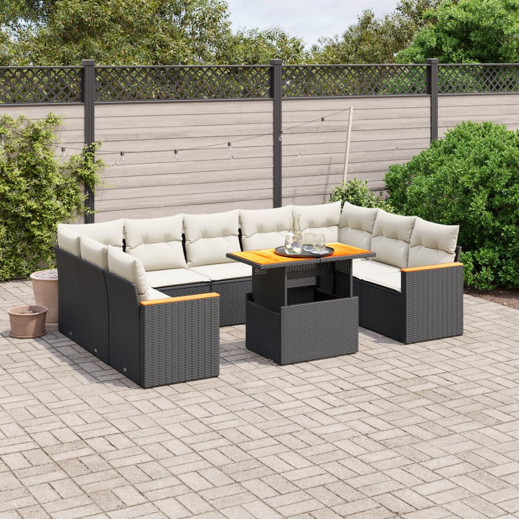 11-delige Loungeset met kussens poly rattan zwart is nu te koop bij PeponiXL, paradijselijk wonen!